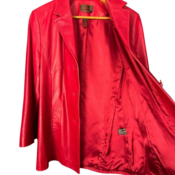 Vintage 90s Danier Red Leather Blazer Jacket | Genuine Leather Coat Small - Picture 9 of 13